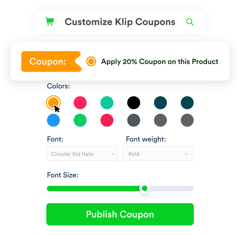Customize Design of Klip Product Page Coupon