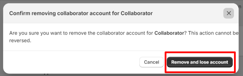 Confirming the Removal of Collaborator